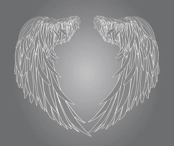 Wings. Vector illustration on white background. Black and white — Stock Vector