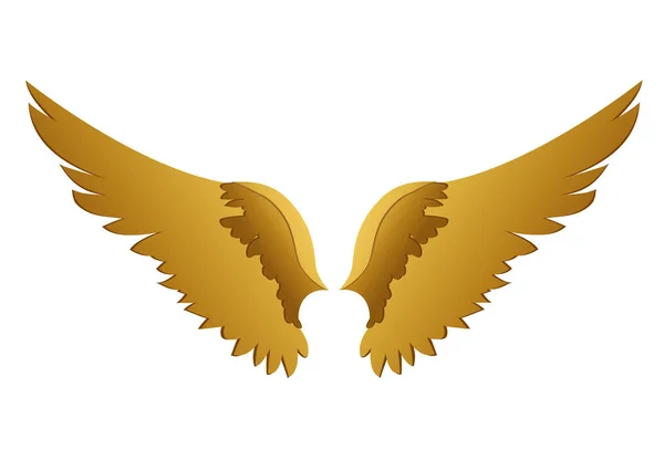 Wings. Vector illustration on white background. Golden metal — Stock Vector