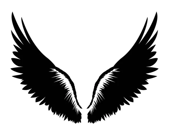 Wings. Vector illustration on white background. Black and white — Stock Vector