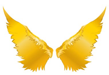 Kanatlar. Beyaz arka plan üzerinde vektör çizim. Altın metal