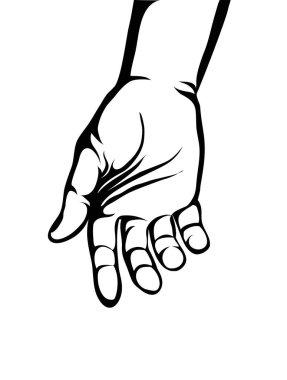 Jest açık avuç içi. El verir ya da alır. Kontur grafiği 