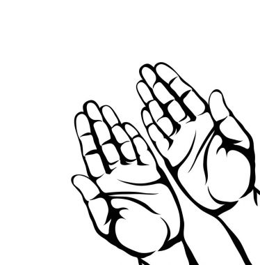 Jest açık avuç içi. İki el veren ya da alır. Kontur grafiği 