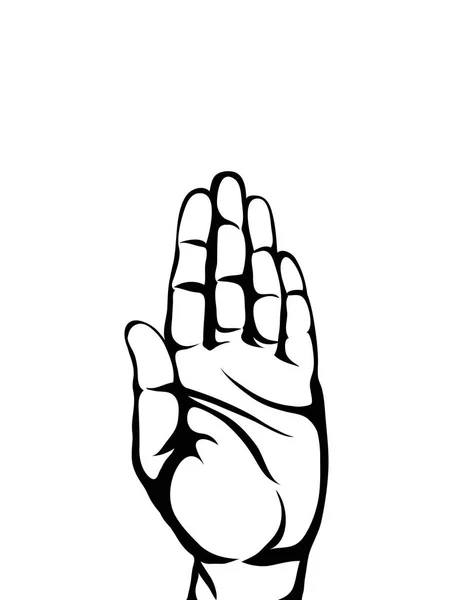 Geste der offenen Handflächen. Hand gibt oder empfängt. Konturgrafik — Stockvektor