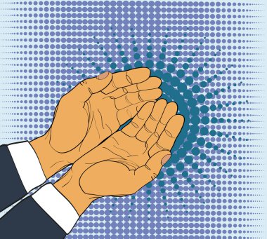 Jest açık avuç içi. İki el veren veya alır. Retro tarzı pop