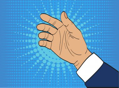 Jest avuç. El verir ya da alır. Retro tarzı pop sanat. 