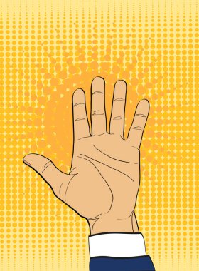 Jest avuç. El verir ya da alır. Retro tarzı pop sanat. 