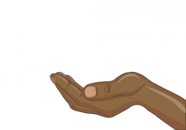 Jest avuç. Siyah kadın el verir ya da alır. Vektör 