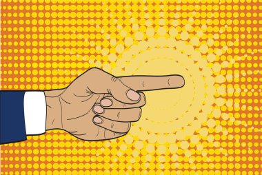 Bir iş adamı kavramı tarafına parmakla el. 