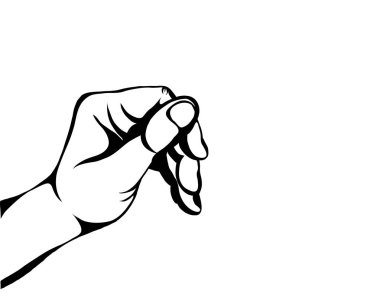 Bir parmak görünmez bir şey tutan el. Boş alan 