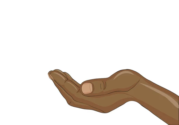 Gebaar open palm. Zwarte vrouwen Hand geeft of ontvangt. Vector — Stockvector