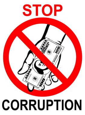 Yolsuzluk. El tutar para dolar. Vektör. Beyaz poster