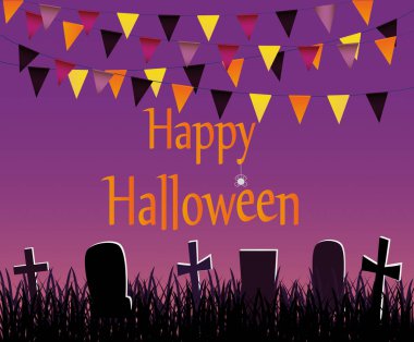 Bayraklar çelenk ile Halloween Karnavalı. Vektör. 