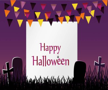 Bayraklar çelenk ile Halloween Karnavalı. Vektör. 