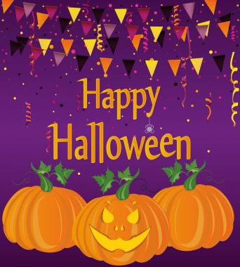 Bayraklar çelenk ile Halloween Karnavalı. Vektör. 