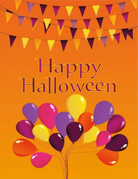 Cadılar Bayramı karnaval çelenk bayraklı balonları. Tebrik kartı