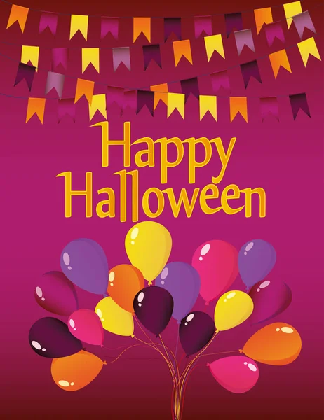 Cadılar Bayramı karnaval çelenk bayraklı balonları. Tebrik kartı