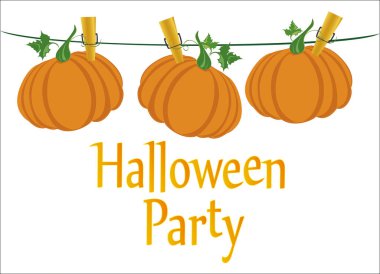 Cadılar Bayramı. Kabaklar clothespins üzerinde asılı olan. Vektör. 