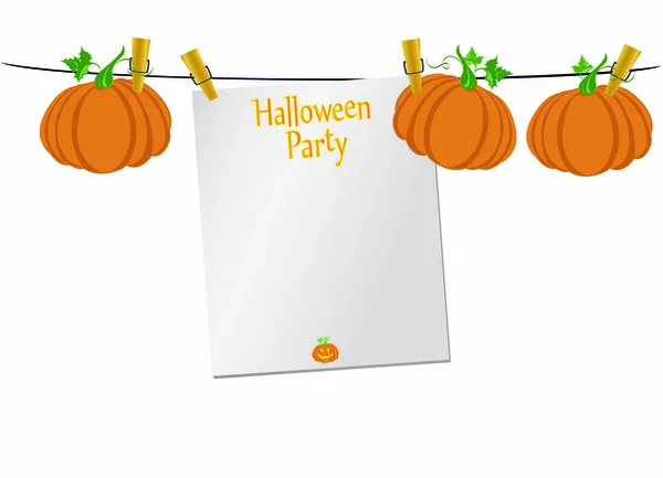 Halloween. Invitation vierge vide pour une fête avec une citrouille — Image vectorielle