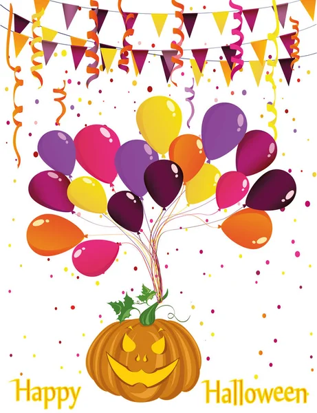 Cadılar Bayramı. Balonlar kabak uçar. Konfeti ve çelenk