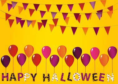 Balonlar üzerlerinde bayraklarıyla çelenk ile karnaval asmak harfler