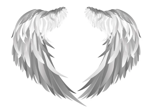 Wings. Vector illustration on white background. Black and white — Stock Vector