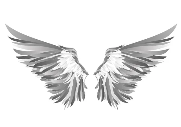 Des ailes. Illustration vectorielle sur fond blanc. Noir et blanc — Image vectorielle