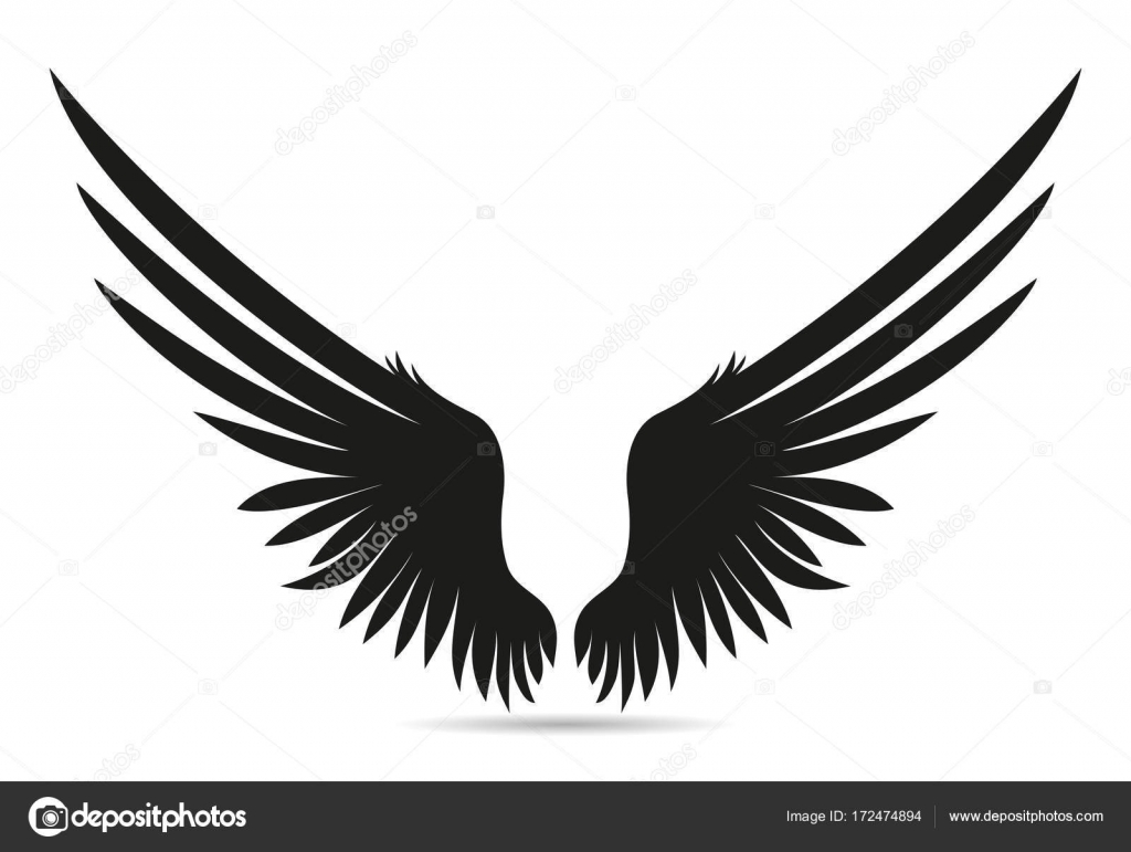 Silhouette wings. Vector illustration on white background. Black Stock ...