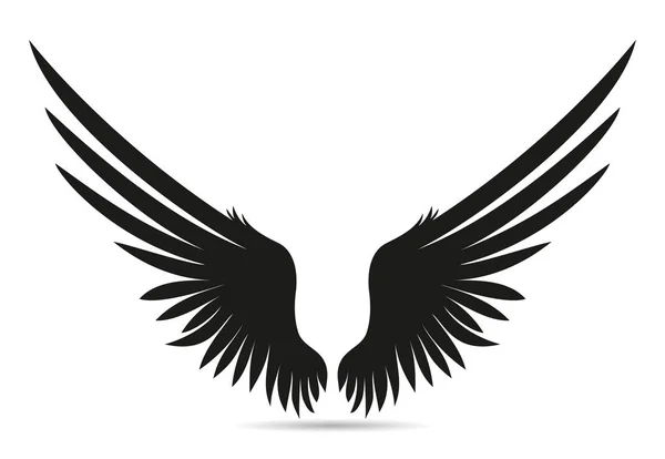 Φτερά σιλουέτα. Εικονογράφηση διάνυσμα σε άσπρο φόντο. Μαύρο — Διανυσματικό Αρχείο