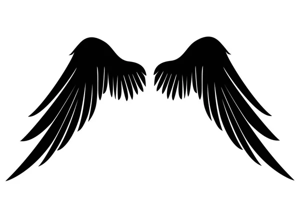 Des ailes de silhouette. Illustration vectorielle sur fond blanc. Noir — Image vectorielle