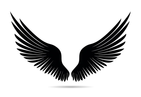 Des ailes de silhouette. Illustration vectorielle sur fond blanc. Noir — Image vectorielle
