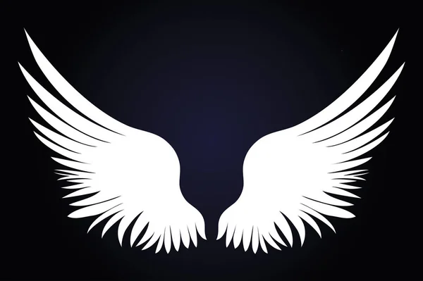 Λευκά φτερά. Εικονογράφηση διάνυσμα σε σκούρο φόντο. Μαύρο — Διανυσματικό Αρχείο