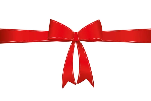 Red bow with ribbon . Vector isolated on white background. — Stock Vector