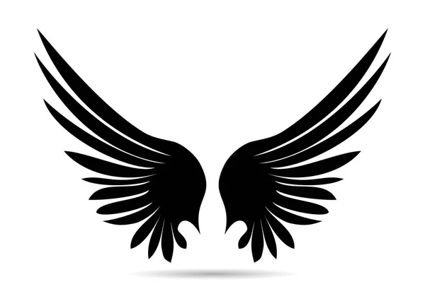 Des ailes de silhouette. Illustration vectorielle sur fond blanc. Noir — Image vectorielle