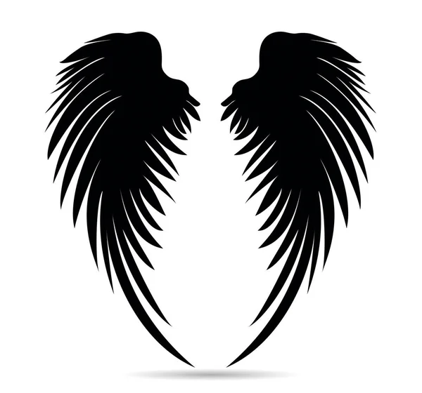 Des ailes de silhouette. Illustration vectorielle sur fond blanc. Noir — Image vectorielle