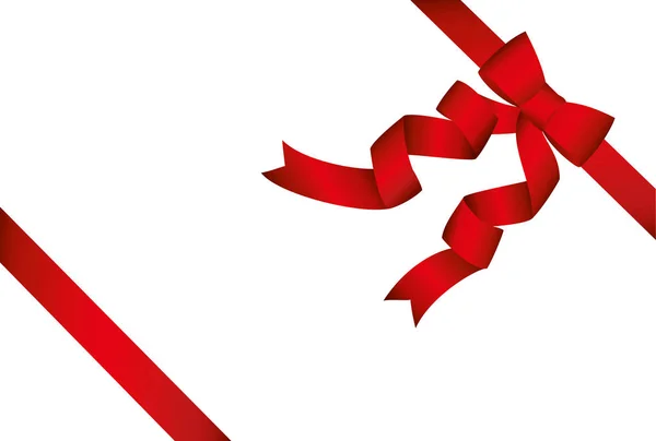 Cintas rojas decorativas con pancarta de lazo en la esquina diagonalmente — Vector de stock