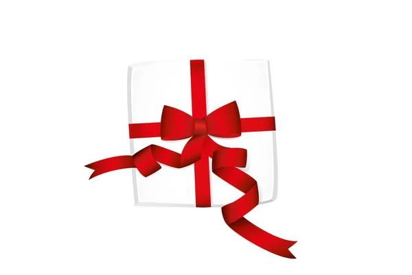 Caja de regalo con cinta y un lazo en las vacaciones. Navidad. St. . — Vector de stock