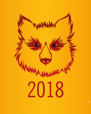 Bir köpek ya da bir kurt ateşli başkanı. Vektör. 2018 yılın sembolü. 