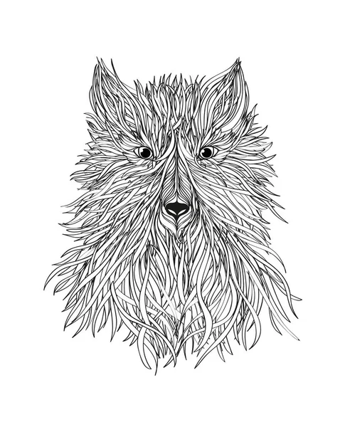 Tête de chien ou de loup. Vecteur. Symbole de l'année 2018 . — Image vectorielle