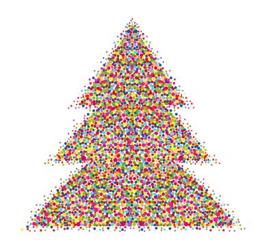Bir Noel ağacı konfeti yaptı. Noel, yeni yıl, kış 