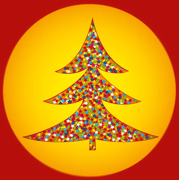 Multicolored rainbow confetti in the shape of a Christmas tree. — Stock Vector