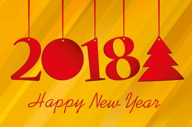 Rakamlar 2018 ve Noel ağacı asılı kağıttan yapılmış