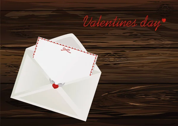 Karte mit roten Herzen in einem Umschlag. Valentinstag. Gruß — Stockvektor