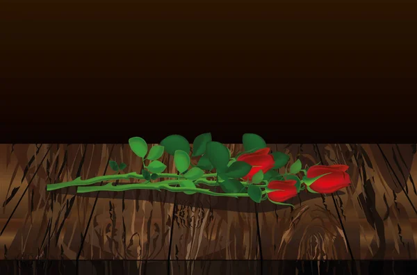 Üç kırmızı çiçek. Rose yatıyor. Metin veya adver için boş alan — Stok Vektör