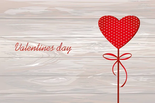 Corazón rojo en un palo con la imagen. Día de San Valentín. Vector — Archivo Imágenes Vectoriales