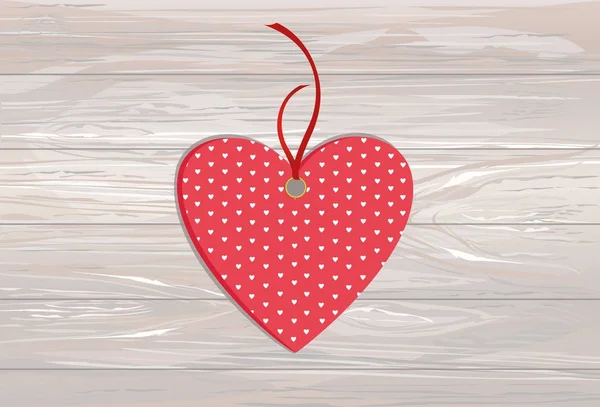 Coração rosa decorativo bonito feito de papel com fita . — Vetor de Stock