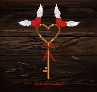 Sihirli anahtar--dan kalp. Kuşlar, aç. Sevgililer günü.