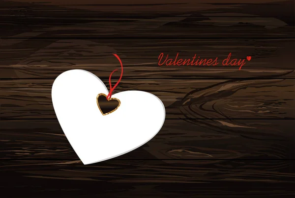 Corazón de papel con lazo rojo y cinta. Día de San Valentín. Saludo — Archivo Imágenes Vectoriales