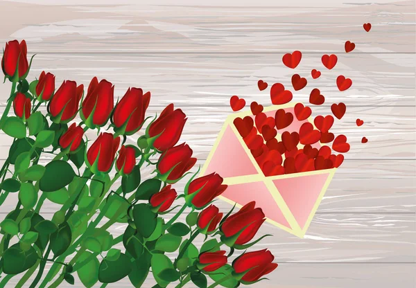 Schöne rote Blumen. Rosen mit geöffnetem Umschlag — Stockvektor