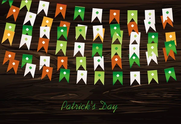 Bunting festivo con trébol. Vacaciones en Irlanda - Feliz San Patricio — Vector de stock