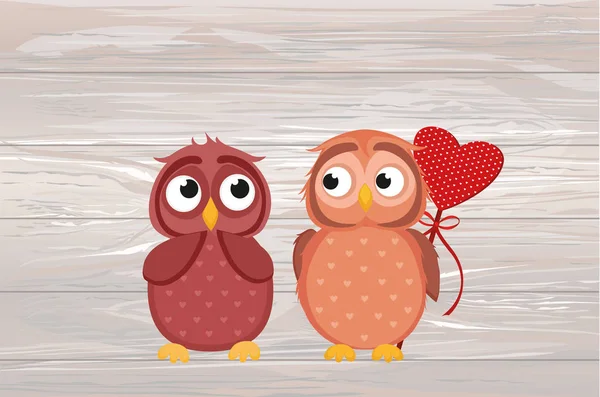 Owlet Niño lindo quiere dar corazón al regalo del día de San Valentín — Archivo Imágenes Vectoriales